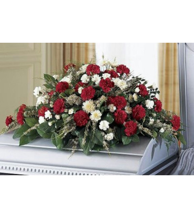 Red & White Casket Spray Red & White Casket Spray