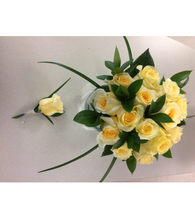 Bridesmaid Yellow Rose Bouquet Set Bridesmaid Yellow Rose Bouquet Set