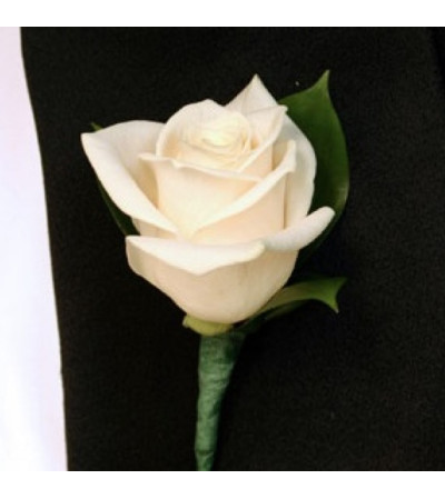 WHITE ROSE BOUTONNIERE FOR LAPEL WHITE ROSE BOUTONNIERE FOR LAPEL