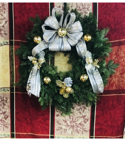 Silver & Gold Stunning Balsam Wreath Silver & Gold Stunning Balsam Wreath
