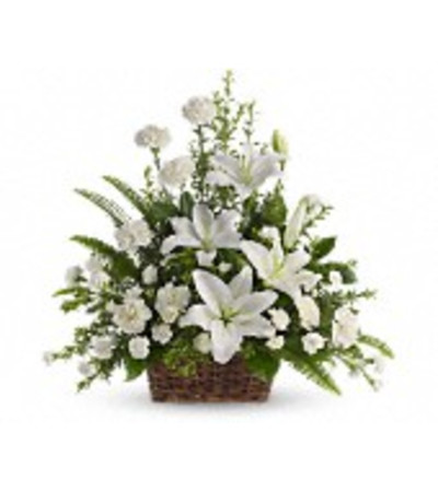Peaceful White Lilies Basket - by Jennifer's Flowers & Gifts Peaceful White Lilies Basket - by Jennifer's Flowers & Gifts