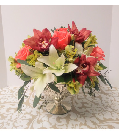 Lilies & Roses Centerpiece Lilies & Roses Centerpiece