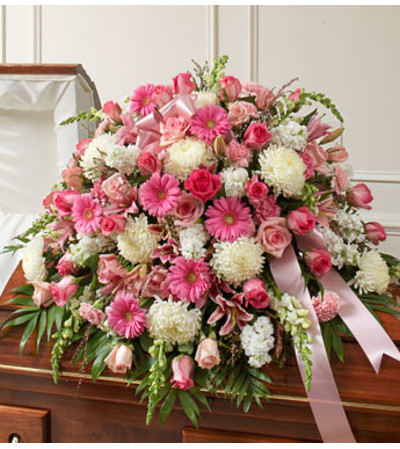 Pink and White Casket Spray Pink and White Casket Spray