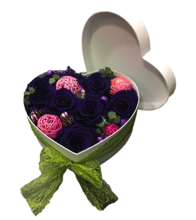 Preserved Rose Heart Box - Giant purple head Preserved Rose Heart Box - Giant purple head