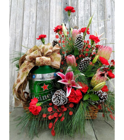 LARGE ARRANGEMENT BUILT AROUND CUSTOM GIFT LARGE ARRANGEMENT BUILT AROUND CUSTOM GIFT
