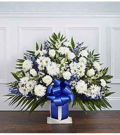 Heartfelt Tribute™ Floor Basket- Blue & White Heartfelt Tribute™ Floor Basket- Blue & White