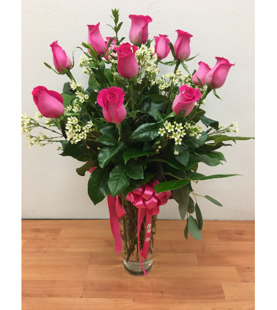 Dozen Hot Pink Roses Dozen Hot Pink Roses