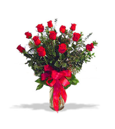 Dozen Long Stem Red Roses w/premium greenery Dozen Long Stem Red Roses w/premium greenery