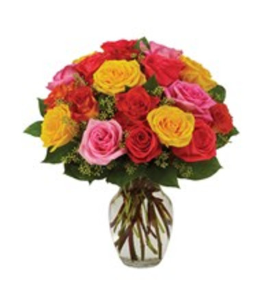 Assorted roses arranged in vase Assorted roses arranged in vase