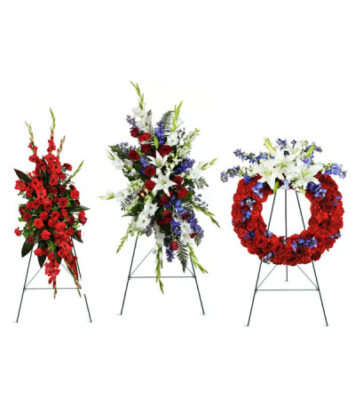 Red, Blue, and white funeral package Red, Blue, and white funeral package