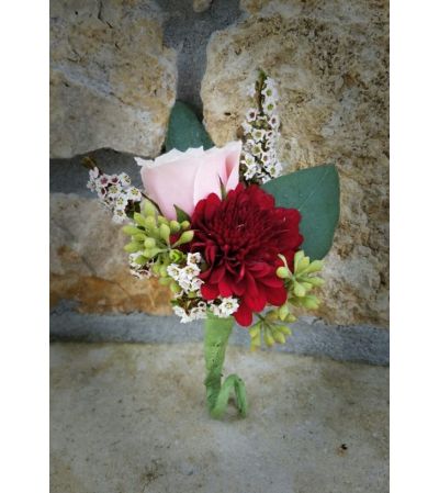 Blush and Burgandy Boutonniere Blush and Burgandy Boutonniere