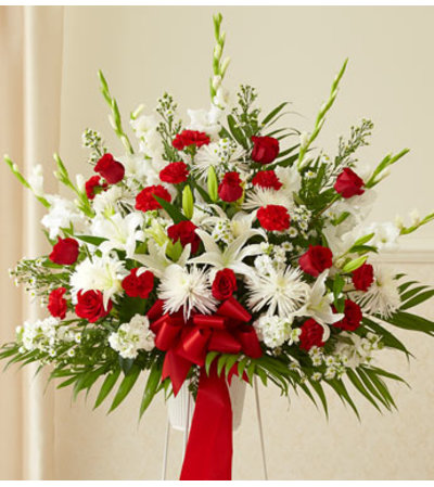 RED & WHITE STANDING BASKET RED & WHITE STANDING BASKET