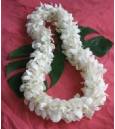 Double White Dendro Orchid Lei Double White Dendro Orchid Lei