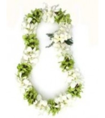 double white and green dendro orchid lei double white and green dendro orchid lei