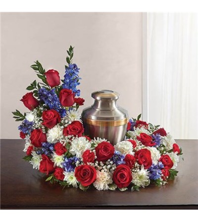 Cremation Wreath -Red, White and Blue Cremation Wreath -Red, White and Blue