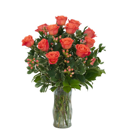 Orange Roses and Berries Vase DW Orange Roses and Berries Vase DW
