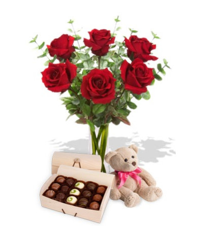 Roses Chocolates and Teddy Bear Roses Chocolates and Teddy Bear