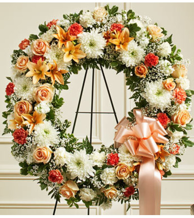 Peach, Orange and White Standing Wreath Peach, Orange and White Standing Wreath