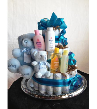 Handsome in Blue Diaper Cake Handsome in Blue Diaper Cake