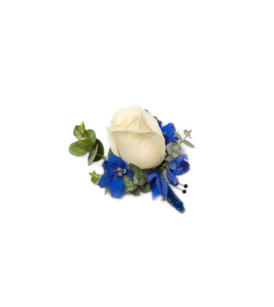 White & Blue Boutonniere White & Blue Boutonniere