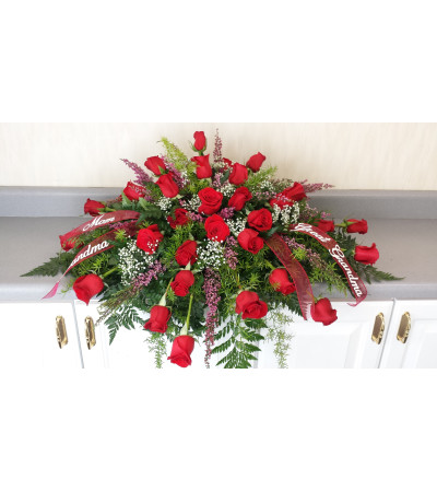 Remembrance Red Rose Casket Piece Remembrance Red Rose Casket Piece