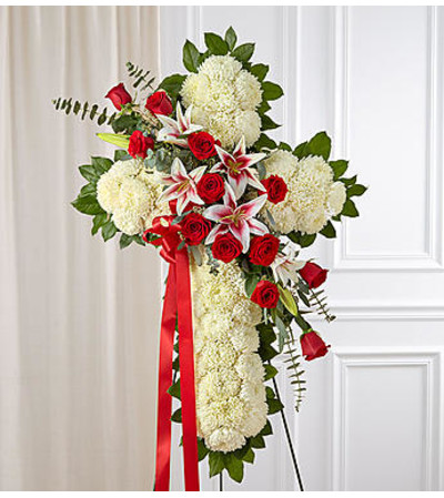 Red Rose and Lily Standing Cross Red Rose and Lily Standing Cross