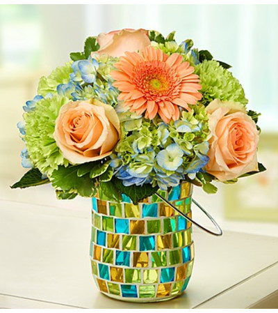 Coastal Garden in Mosaic Vase Coastal Garden in Mosaic Vase