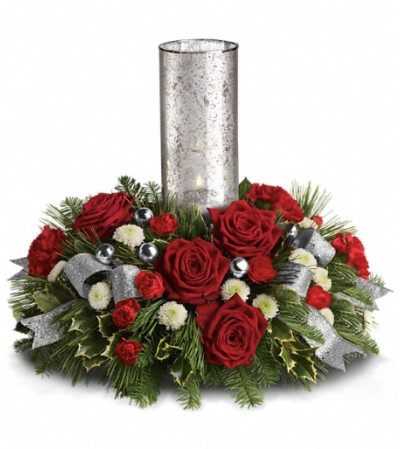 Teleflora's Snow-Kissed Roses Centerpiece Teleflora's Snow-Kissed Roses Centerpiece