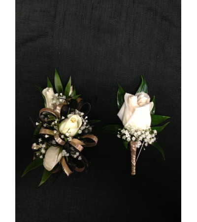 Ivory Rose Corsage Set Ivory Rose Corsage Set