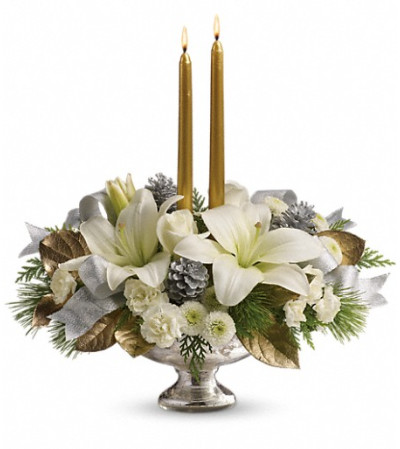Teleflora's Silver And Gold Centerpiece Teleflora's Silver And Gold Centerpiece
