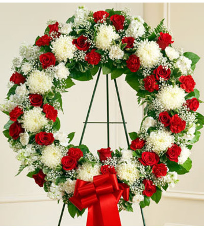 Red and White Standing Wreath Red and White Standing Wreath