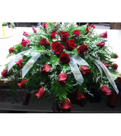Classic Red Rose Casket Piece Classic Red Rose Casket Piece