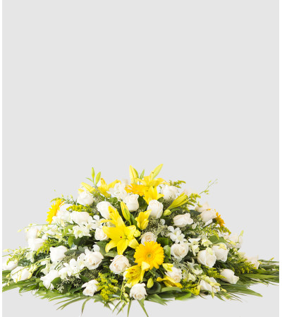 Yellow and White Casket Spray Yellow and White Casket Spray