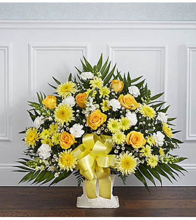 Heartfelt Tribute Yellow Floor Basket Heartfelt Tribute Yellow Floor Basket