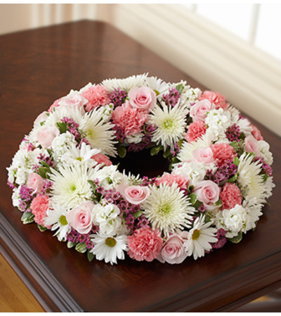 Cremation Wreath - Pink and White Cremation Wreath - Pink and White