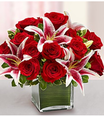 RED ROSES AND STARGAZER LILY RED ROSES AND STARGAZER LILY