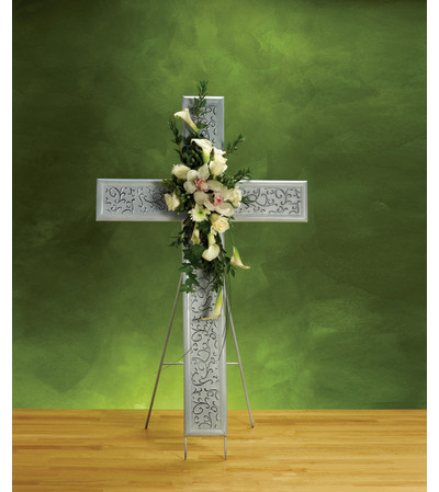 White Sympathy Cross w/ Easel White Sympathy Cross w/ Easel