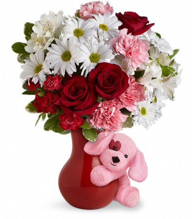 Send A Hug™ Puppy Love Bouquet with Red Roses Send A Hug™ Puppy Love Bouquet with Red Roses