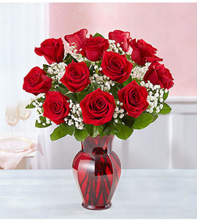Blooming Love™ Red Roses in Red Vase Blooming Love™ Red Roses in Red Vase