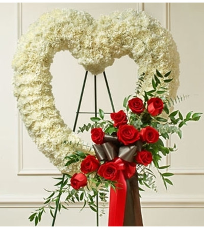 Red and White Open Heart with Red Roses Red and White Open Heart with Red Roses