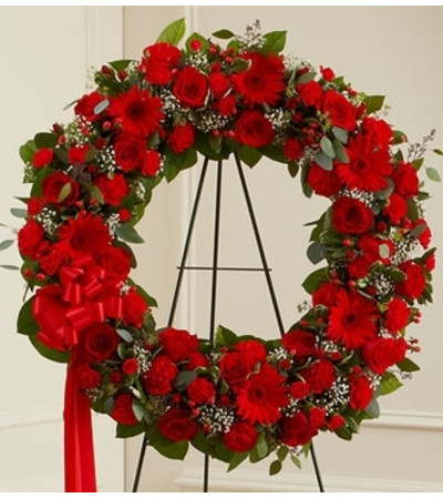 Red Mixed Standing Wreath Red Mixed Standing Wreath