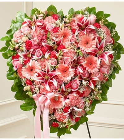 Pink Mixed Flower Heart Pink Mixed Flower Heart