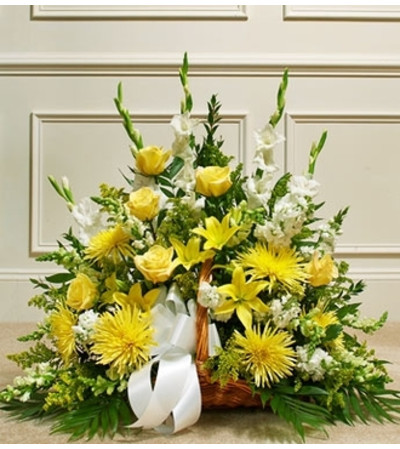Yellow and White Mixed Fireside Basket Yellow and White Mixed Fireside Basket