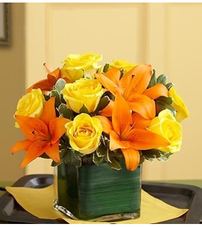 Modern Embrace™ Fall Rose and Lily Cube Modern Embrace™ Fall Rose and Lily Cube