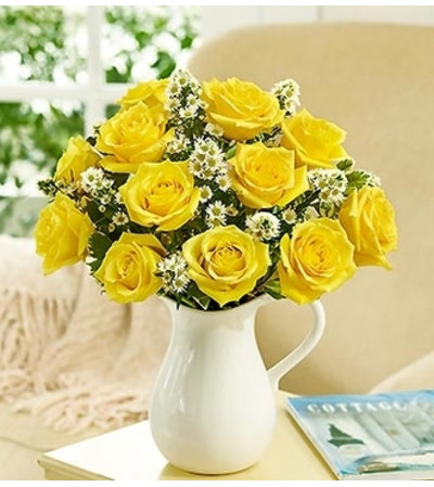 Pitcher Full of Roses, Yellow Pitcher Full of Roses, Yellow