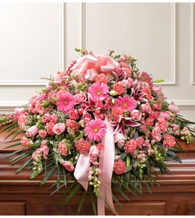 Cherished Memories Half Casket Cover - Pink Cherished Memories Half Casket Cover - Pink