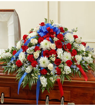 Cherished Memory Half Casket Cover-Red/White/ Cherished Memory Half Casket Cover-Red/White/