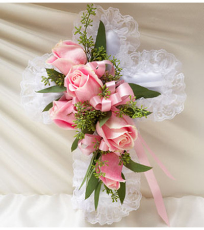 Pink Satin Cross Pillow Pink Satin Cross Pillow