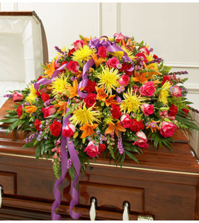Cherished Memories Half Casket Cover - Bright Cherished Memories Half Casket Cover - Bright