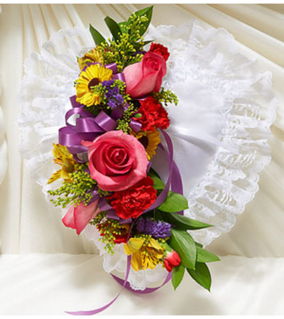 Bright Satin Heart Casket Pillow Bright Satin Heart Casket Pillow